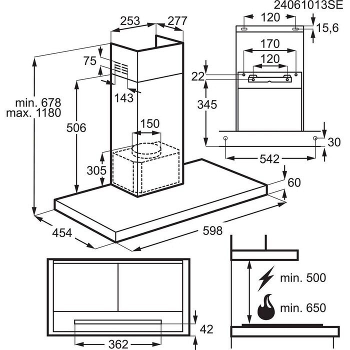 AEG Campana Extractora GB67D61HL 60 cm Integrable 600 m³/h LED Clase A+ - Imagen 2