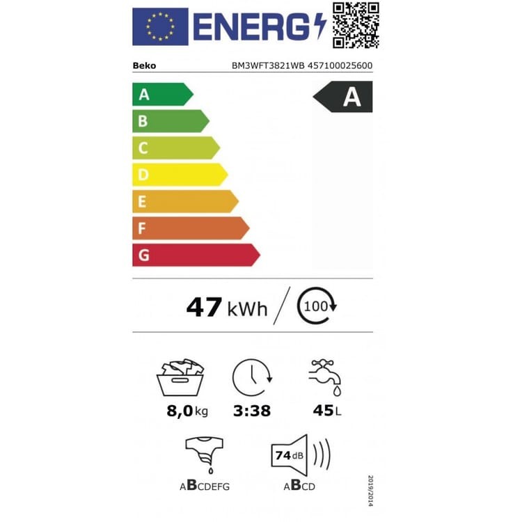 BEKO LAVADORA BM3WFT3821WB FRO/8KG/1200 RPM CLASE A EnergySpin - Imagen 5