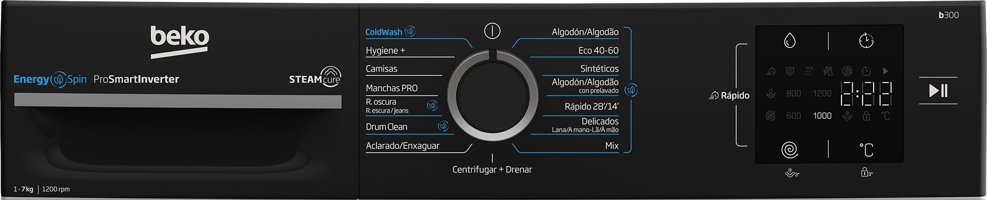 BEKO LAVADORA BM3WFU3721WB FRO/7KG/1200 RPM CLASE A ENERGY SPIN - Imagen 3