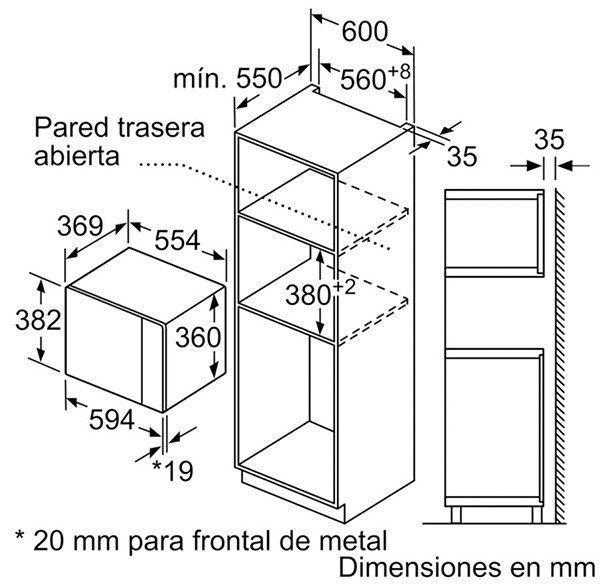 BOSCH HORNO-MICROONDAS BEL-554MB0 CRISTAL NEGRO Apertura Izquierda - Imagen 2