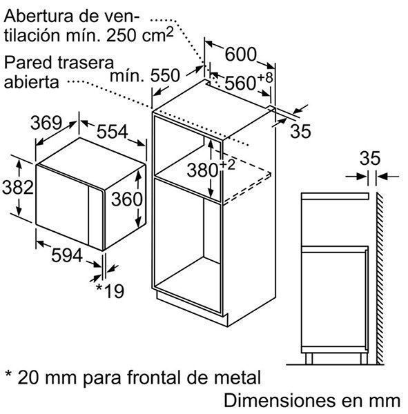 BOSCH HORNO-MICROONDAS BEL-554MB0 CRISTAL NEGRO Apertura Izquierda - Imagen 3