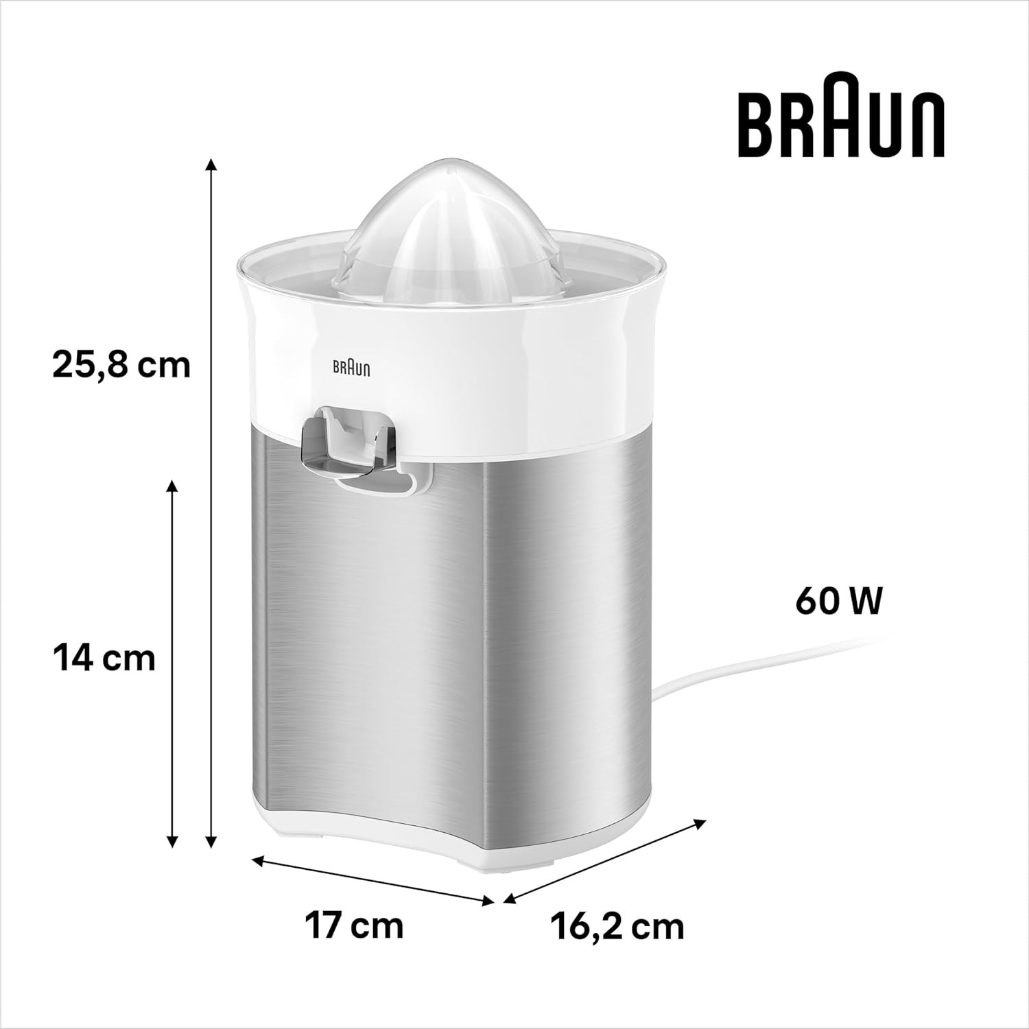BRAUN EXPRIMIDOR CJ-5050WH 500ML 60W BLANCO/INOX - Imagen 2